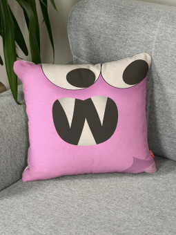 Декоративная подушка на диван • Deco / Деко •  Стикер  розовый 45 х 45 см